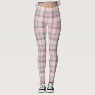 Xadrezes rosa Cinzas, leggings femininas