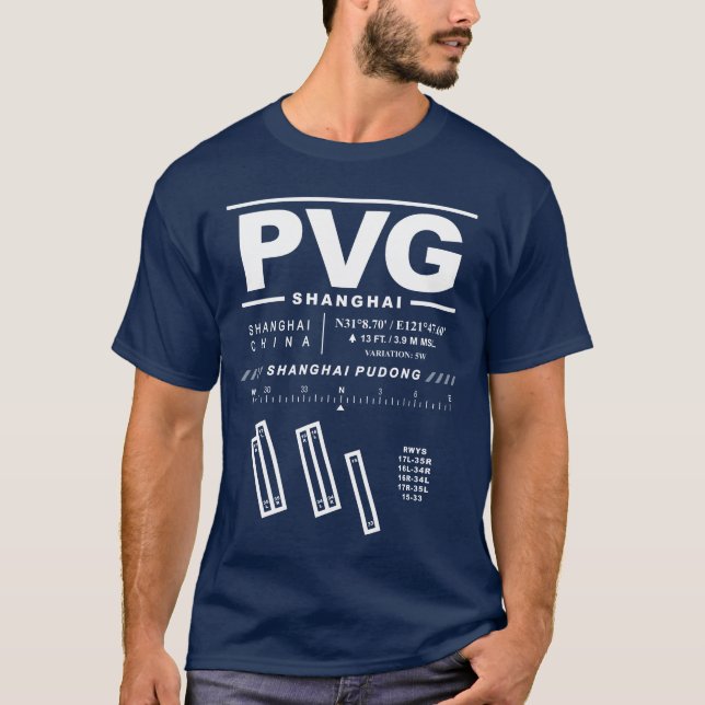Xangai Pudong Aeroporto Internacional PVG T-Shirt (Frente)