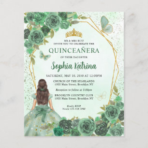 Xic Floral Princesa Quinceañera Verde Dourada