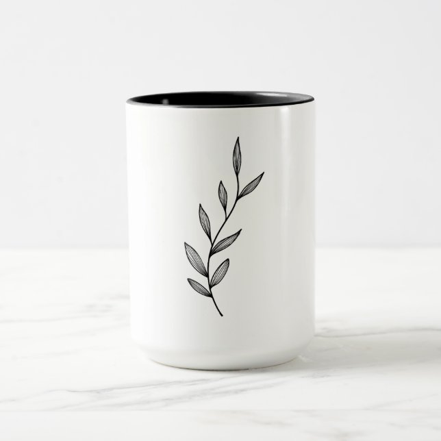 Xícara branca com design feito à mão (Centro)