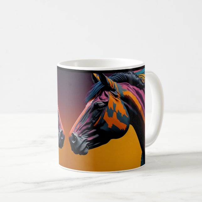 Xícara com Design de Cavalo, Arte Rústica de Anima (Frente Esquerda)