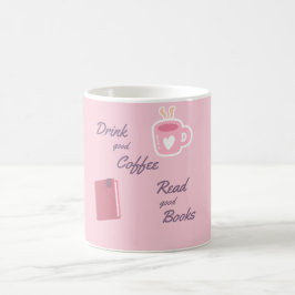 Xícara de Café Amante de Livros Rosa Fofa