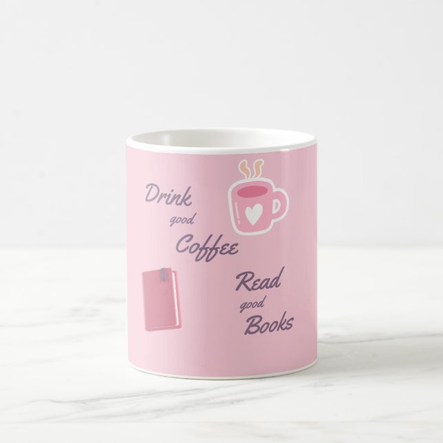 Xícara de Café Amante de Livros Rosa Fofa (Centro)