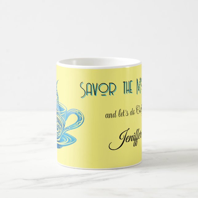 Xícara de café azul artístico com Padrões giratóri (Centro)