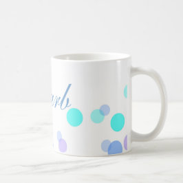 Xícara de café azul e lacrimogêneo com nome