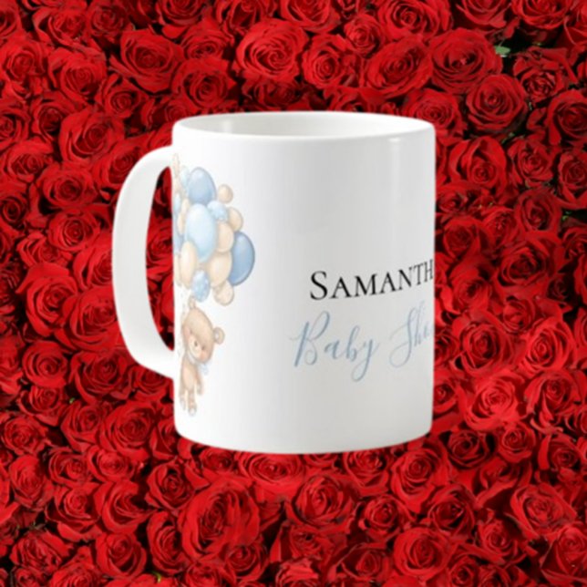 Xícara de café branca-azul-escura (Enjoy your favorite drink with our Teddy Bear Balloon White Blue Coffee Mug)