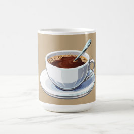 Xícara de café branca em um pires cheio de café