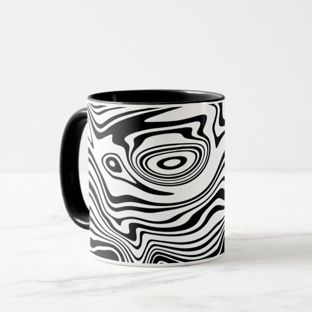 Xícara de café branco preto (Frente Esquerda)