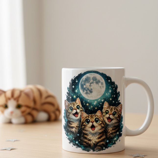 Xícara de Café Celestial do Amante de Gatos Fofos (Criador carregado)