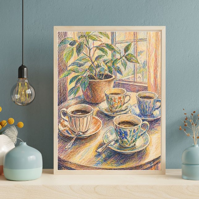 Xícara de Café Colorida Impressão Artística de Nat (Criador carregado)