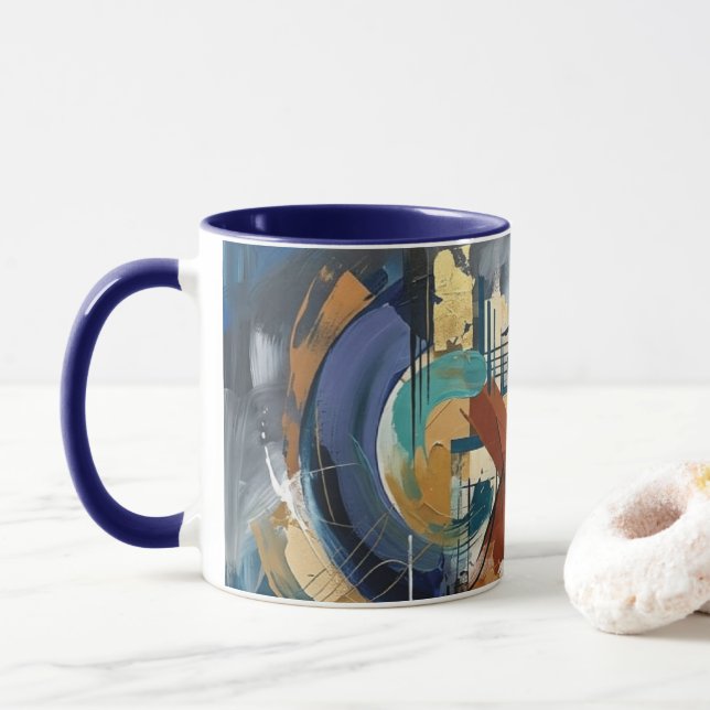 Xícara de café com arte abstrata (Com Donut)
