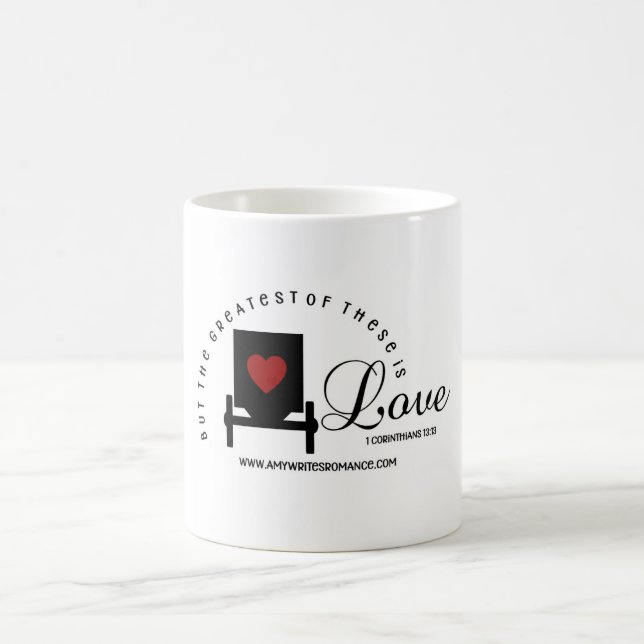 Xícara de café com buggy Amish com verso Bíblia (Centro)