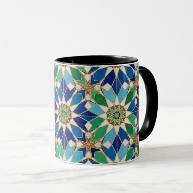 Xícara de café com design de mosaico geométrico el (Frente Esquerda)