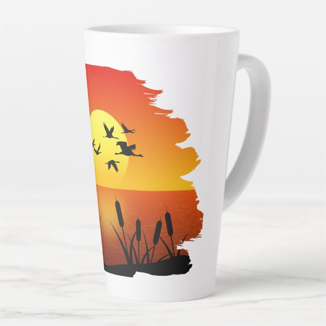 Xícara de café com pôr do sol sobre clipart de rio (Ângulo direito)