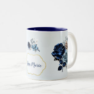 Xícara de café com Rosa azul personalizada bonito