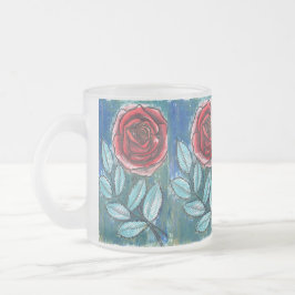 Xícara de Café com Rosa Vermelha Expressionista e