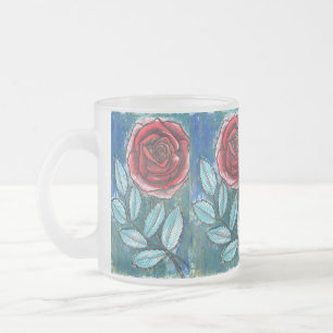 Xícara de Café com Rosa Vermelha Expressionista e 