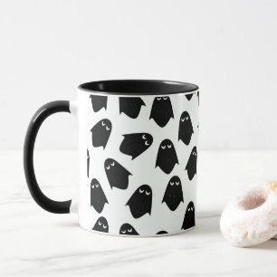 Xícara de café da silhueta padrão fantasma