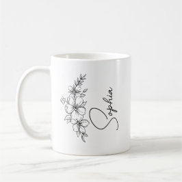 Xícara De Café De Flor De Nascimento Personalizada