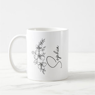Xícara De Café De Flor De Nascimento Personalizada