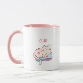 Xícara de Café de Gato Rosa Fofa