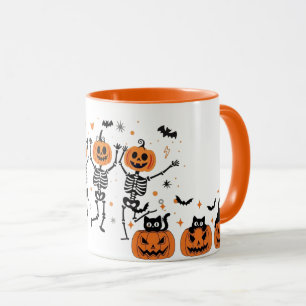 Xícara de café de Halloween laranja assustadoramen