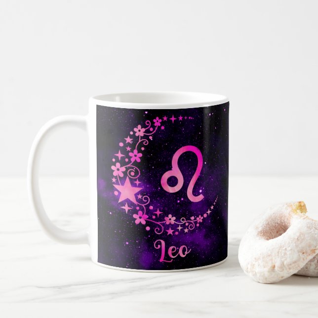Xícara de café Design do Leo Zodiac (Com Donut)