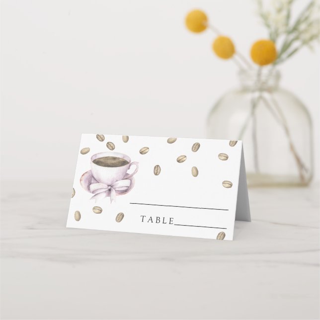 Xícara de café em aquarela - cartões de lugar de c (Frente)