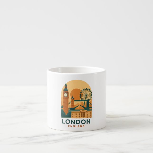 Xícara de Café Espresso Vintage Londres Inglaterra (Frente)