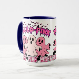 Xícara de café fantasma rosa fofa para Halloween e