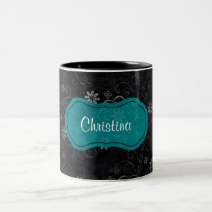 Xícara De Café Floral Preta
