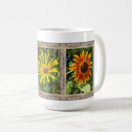 Xícara de café inspiradora com girassóis