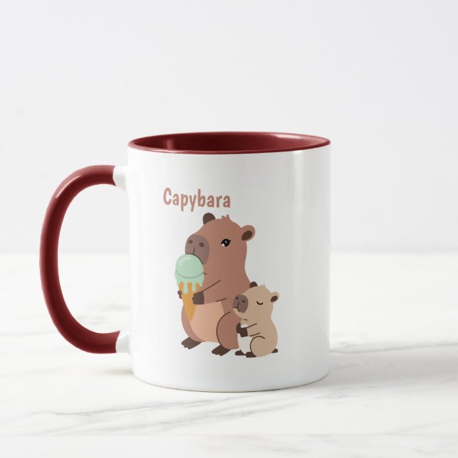 Xícara de Café Kawaii Capybara, Presente Divertido (Esquerda)