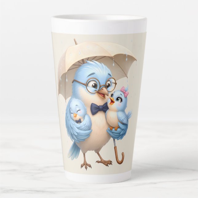 Xícara de Café Latte Pai Passarinho para Amantes d (Frente)