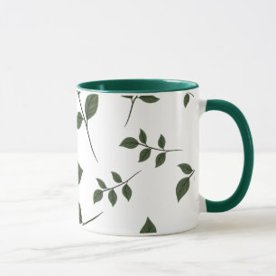 Xícara de Café Minimalista Botânico Folhas Verdes
