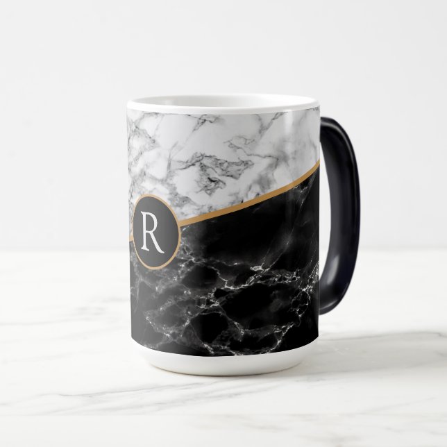 Xícara de café personalizada com mármore branco pr (Frente Esquerda)