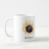 Xícara de café personalizada de girassol amarelo e