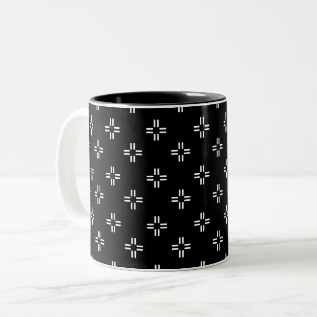 Xícara de café preto e branco com dois tons (Frente Esquerda)