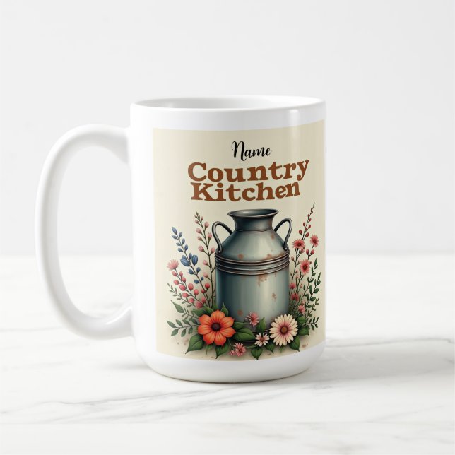 Xícara de café russa com lata e flores (Esquerda)