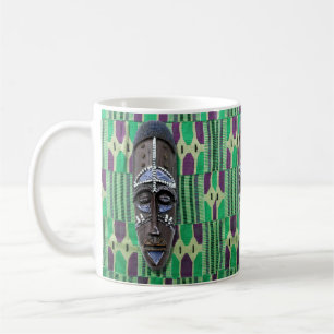 Xícara de café verde-roxa-escura-tribal africana