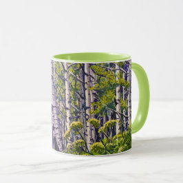 Xícara de Café Verde Roxo da Floresta de Álamo da 