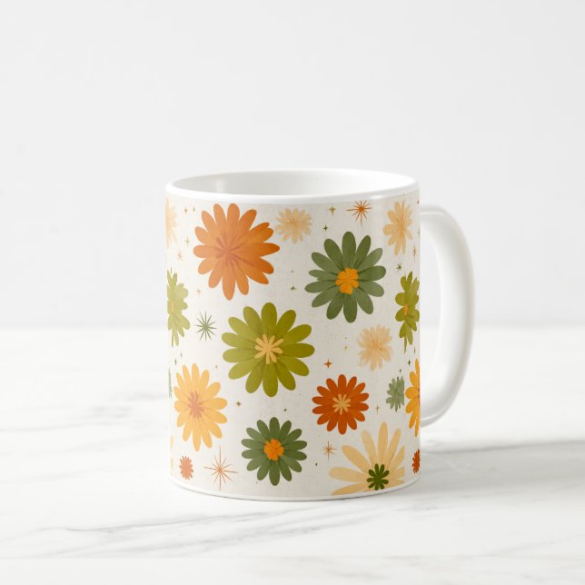Xícara de Cerâmica Groovy Boho Flower Power (Frente Esquerda)