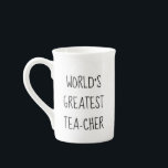 Xícara de chá fofa do mundo maior e melhor profess<br><div class="desc">Xícara de chá engraçada professor do mundo o maior. Ideia de presente simpático de agradecimento para professores da escola. Presentes de ensino / educação para ele ou ela. Design de tipografia preto e branco com citação humorística. Louça de cerâmica personalizada de 295 ml em porcelana para casa, mesa de escritório,...</div>
