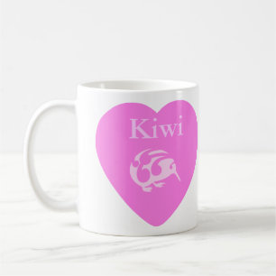 Xícara de coração rosa Kiwi