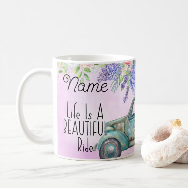 Xícara de Design de Café Floral Personalizada (Com Donut)