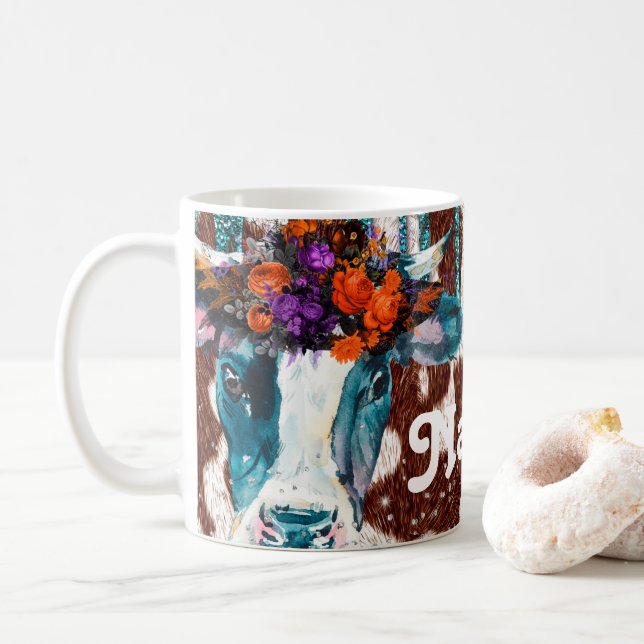 Xícara de Design de café personalizada para vacas  (Com Donut)
