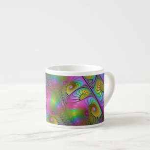 Xícara De Espresso A Arte Fractal Abstrata Trippy Luminosa Colorida