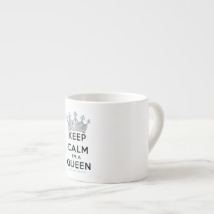 Xícara De Espresso A coroa de prata polida da rainha keep calm da Sli