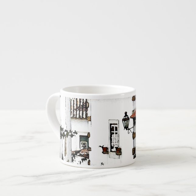 Xícara De Espresso Abaixo da rua em Obidos Portugal (Frente Esquerda)