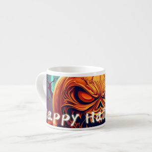 Xícara De Espresso Abóbora de Halloween Galho Torcido Ornamentada